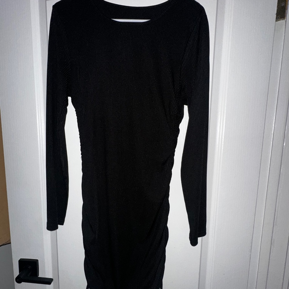 Women's Knit Mini Side Drawstring Ruched Bodycon Dress